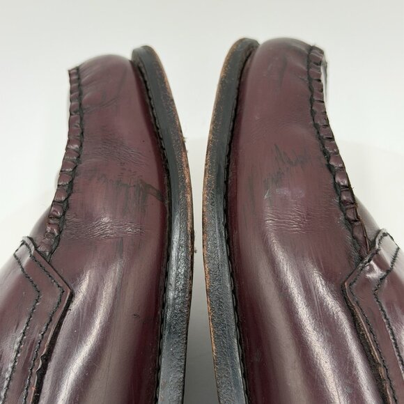 GH Bass Weejuns Mens 10 EE Burgundy Penny Loafers Leather Casual Slip On Shoes - Picture 5 of 9
